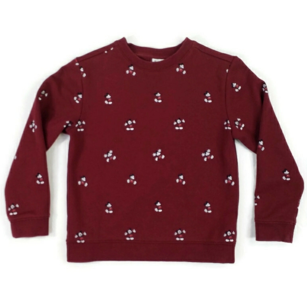 Disney X Janie & Jack Burgundy French Terry Mickey Mouse Print Sweatshirt Boys 8
